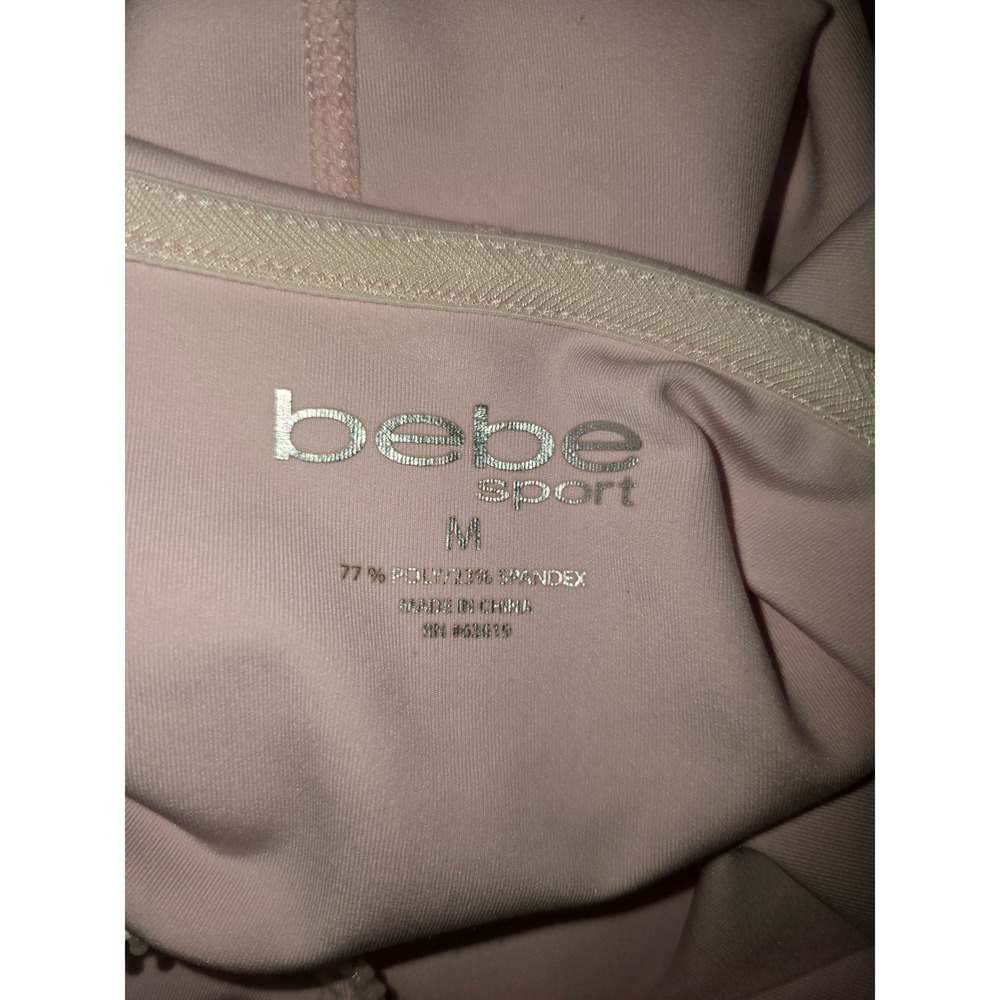 BEBE Pink Metallic Logo Hooded Full Zip Up Jacket Women's Size M - Picture 6 of 6